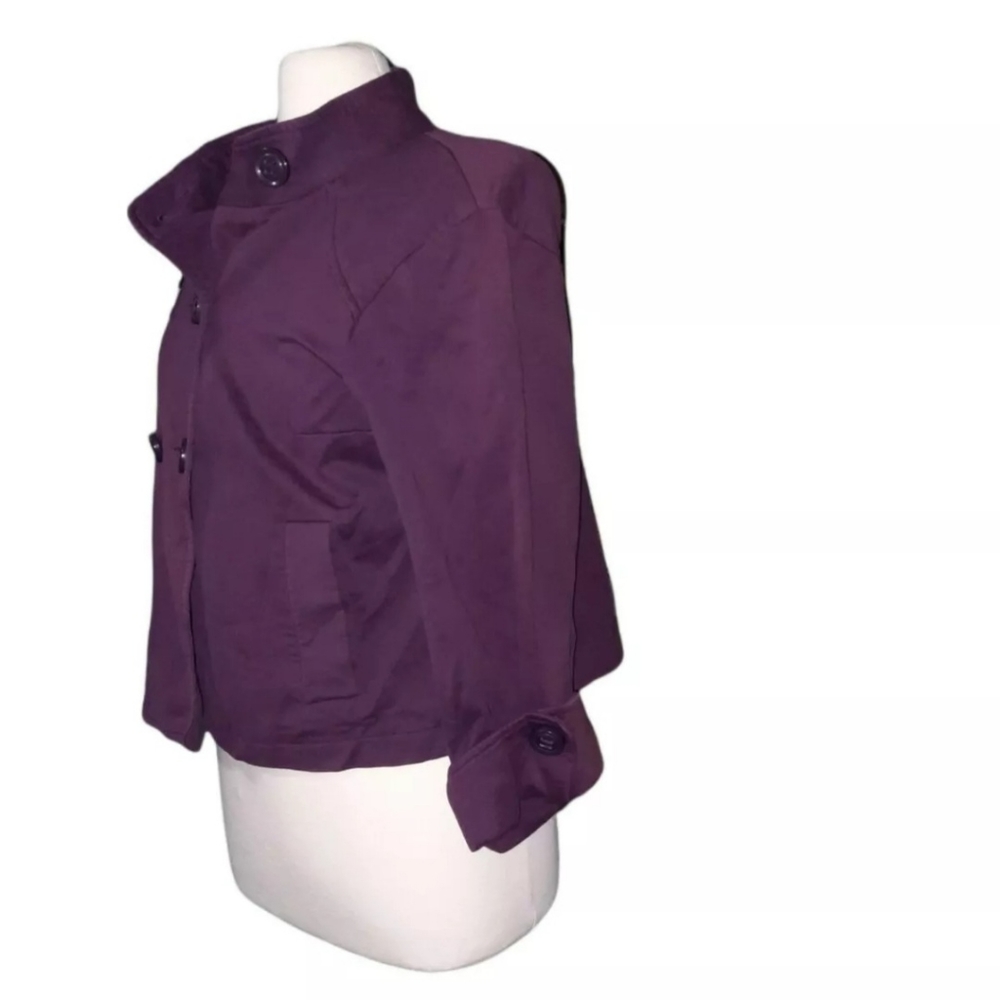 Cabi M Purple Button Front Jacket Collared 100% Cotton coat Blazer Peacoat top - Picture 2 of 4